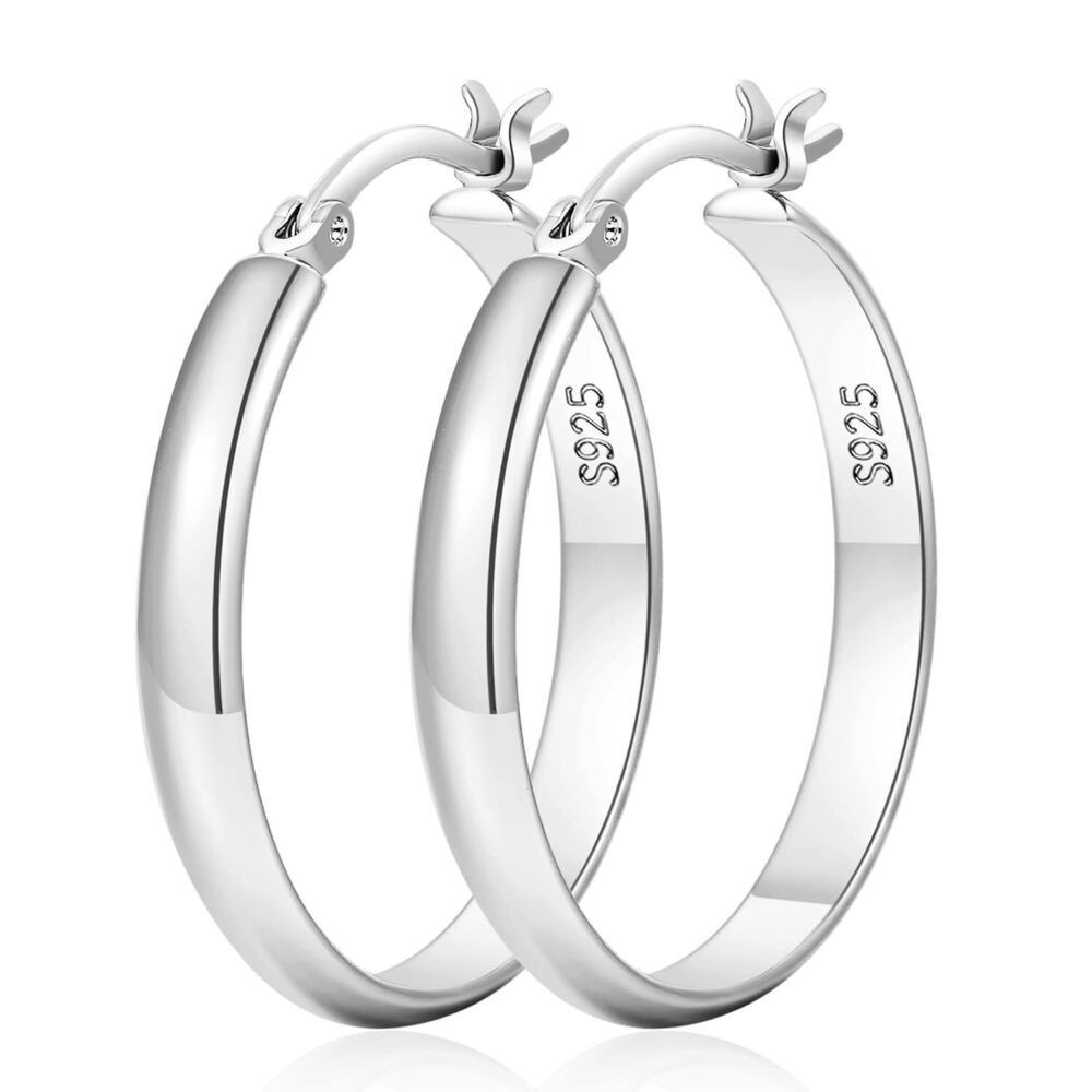 Lightweight Silver Hoop Earrings 40mm for Women